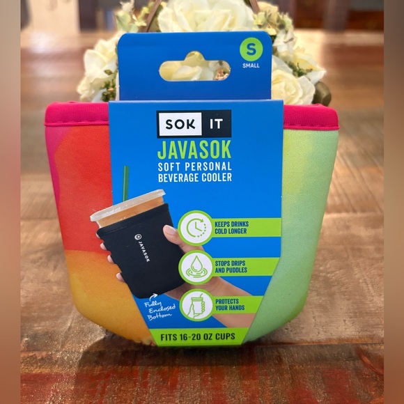 New SOK-IT Java Sok COLOR BURST Insulated COLD Beverage SLEEVE SMALL! - Picture 1 of 5